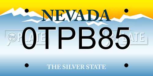 0TPB85 Nevada License Plate