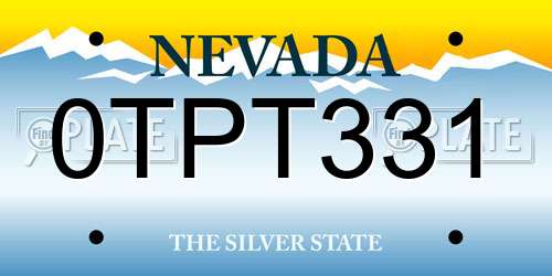 0TPT331 Nevada License Plate