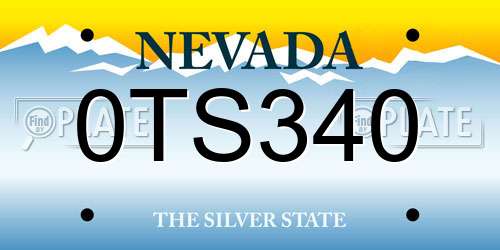 0TS340 Nevada License Plate