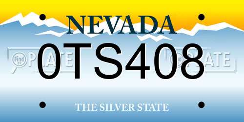0TS408 Nevada License Plate