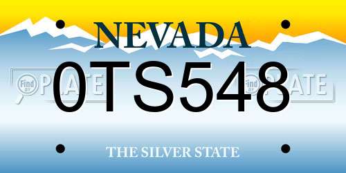 0TS548 Nevada License Plate