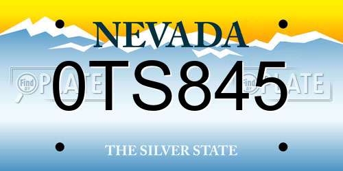 0TS845 Nevada License Plate