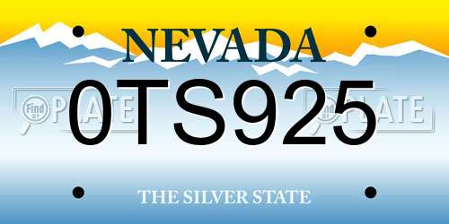 0TS925 Nevada License Plate