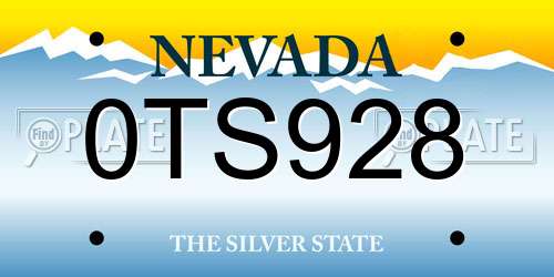 0TS928 Nevada License Plate