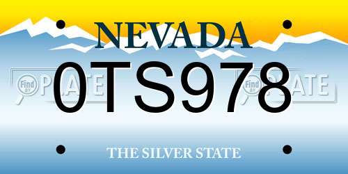 0TS978 Nevada License Plate