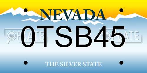 0TSB45 Nevada License Plate