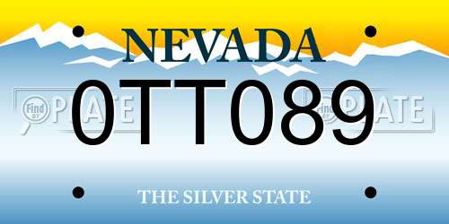 0TT089 Nevada License Plate