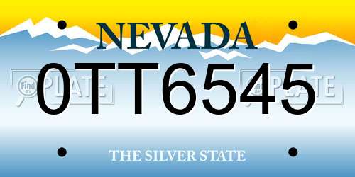 0TT6545 Nevada License Plate