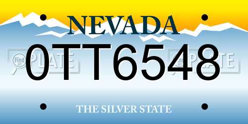 0TT6548 Nevada License Plate