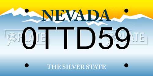 0TTD59 Nevada License Plate