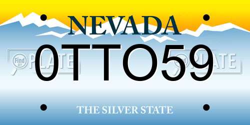 0TTO59 Nevada License Plate