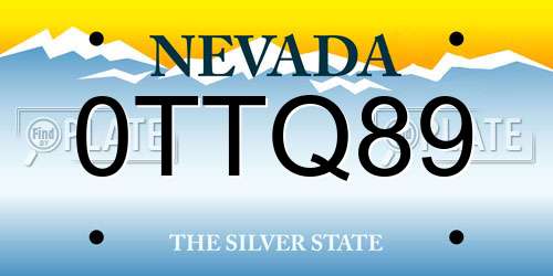 0TTQ89 Nevada License Plate