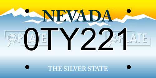 0TY221 Nevada License Plate