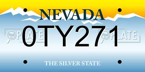 0TY271 Nevada License Plate