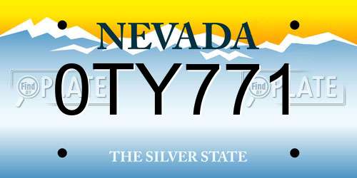 0TY771 Nevada License Plate