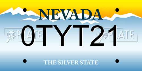 0TYT21 Nevada License Plate