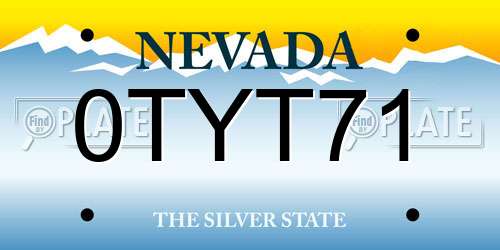 0TYT71 Nevada License Plate