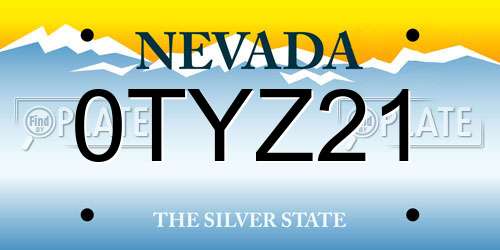 0TYZ21 Nevada License Plate