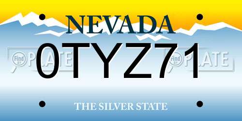 0TYZ71 Nevada License Plate
