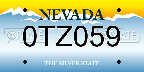 0TZ059 Nevada License Plate