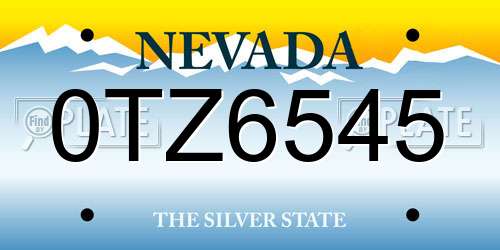0TZ6545 Nevada License Plate