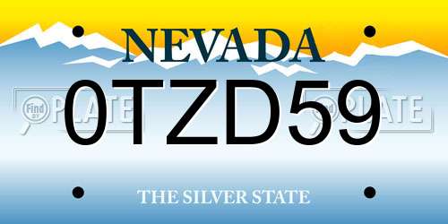 0TZD59 Nevada License Plate