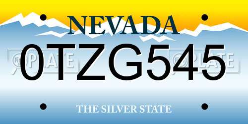 0TZG545 Nevada License Plate