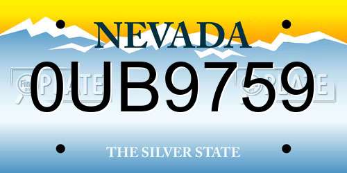0UB9759 Nevada License Plate