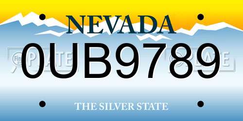 0UB9789 Nevada License Plate