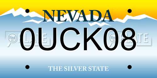 0UCK08 Nevada License Plate