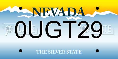 0UGT29 Nevada License Plate