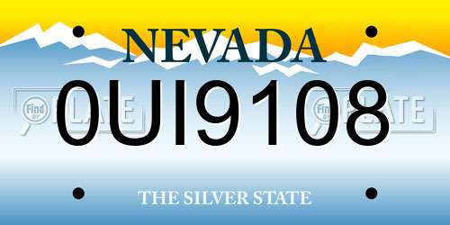 0UI9108 Nevada License Plate