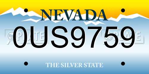 0US9759 Nevada License Plate