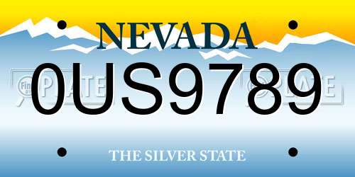 0US9789 Nevada License Plate