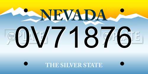 0V71876 Nevada License Plate