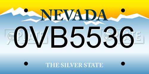 0VB5536 Nevada License Plate