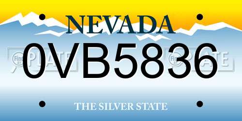 0VB5836 Nevada License Plate