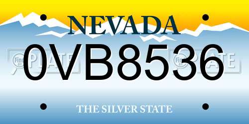 0VB8536 Nevada License Plate