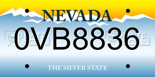 0VB8836 Nevada License Plate