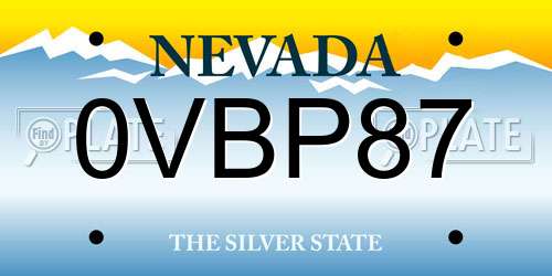 0VBP87 Nevada License Plate