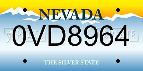 0VD8964 Nevada License Plate