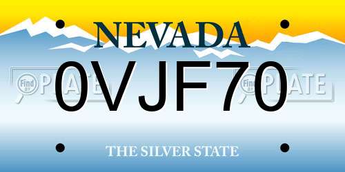 0VJF70 Nevada License Plate