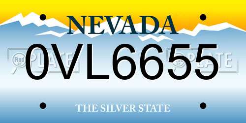 0VL6655 Nevada License Plate