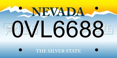0VL6688 Nevada License Plate
