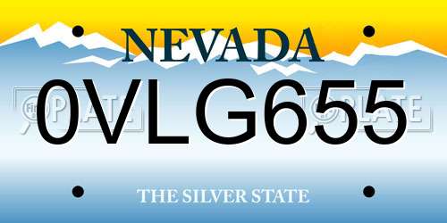 0VLG655 Nevada License Plate