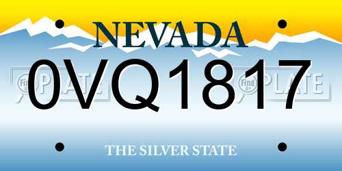 0VQ1817 Nevada License Plate