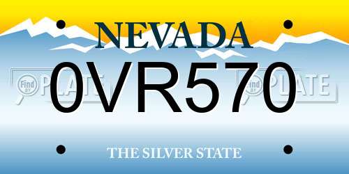 0VR570 Nevada License Plate
