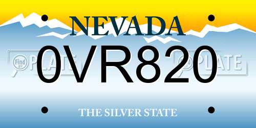 0VR820 Nevada License Plate