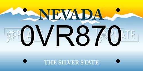0VR870 Nevada License Plate