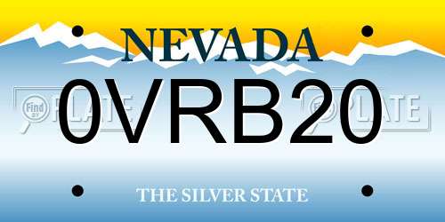 0VRB20 Nevada License Plate